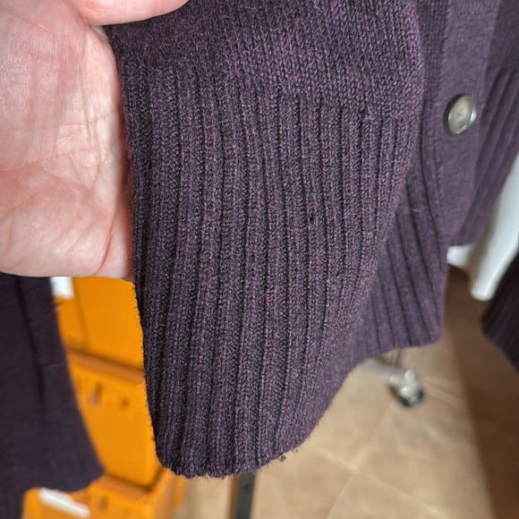 LOFT Women's Wool Blend Purple Button Up Sweater Cardigan Size Medium - Picture 8 of 8